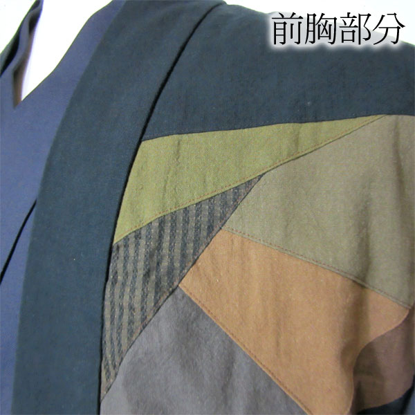 パッチワークリバーシブル羽織(ブラック×ブラウン無地)