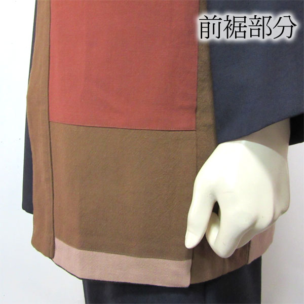 パッチワークリバーシブル羽織(ブラウン コール天×オレンジ)