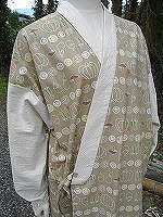 カボチャがらに生成り無地の作務衣