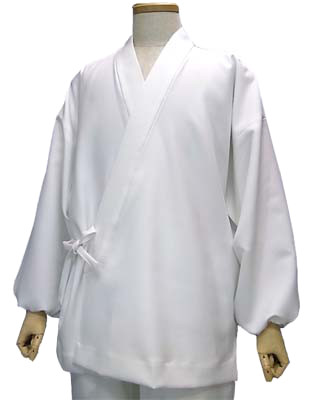 UVカット機能付き　白の作務衣